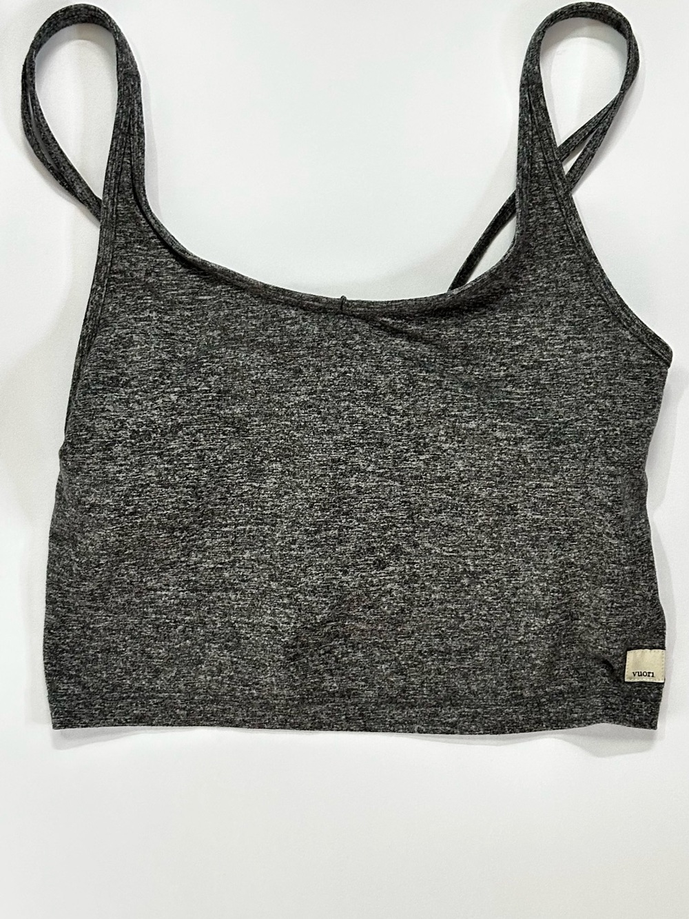 Vuori Women's Daily Crop Top Sports Bra Charcoal Heather Grey Size Small VW1005